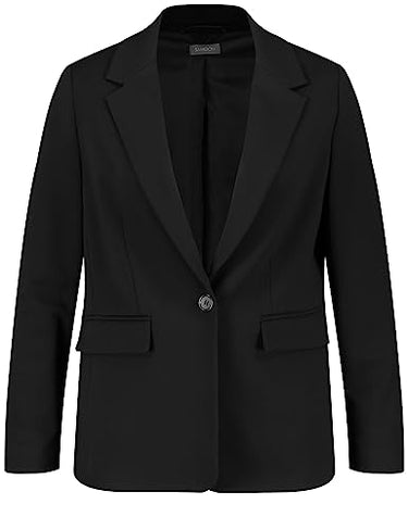 Samoon Damen Klassischer Blazer Langarm, geknöpfte Armschlitze unifarben Black 44 im Sale